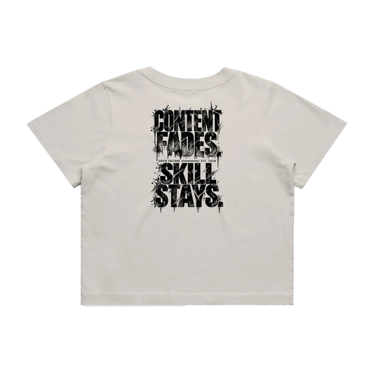 Content Fades Crop Tee - Faded Bone